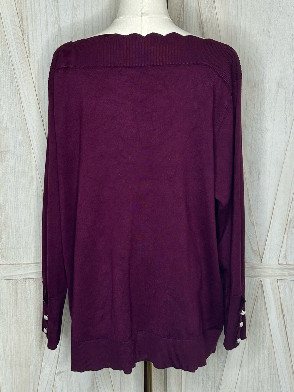 Cable & Gauge Scalloped Coquette Crewneck Sweater Moody Romantic Sz 3X Autumn - Picture 2 of 10